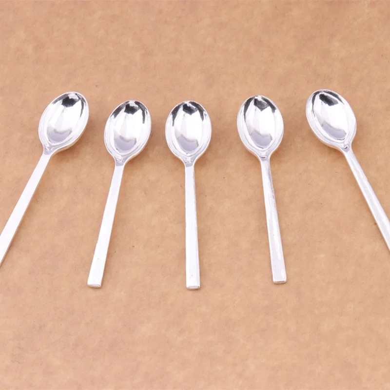 1pcs Sterling Silver S999 Coffee Spoon Sugar Tea Dessert Tableware Kitchen Tableware Spoon Coffee Tea Spoon Retro Style