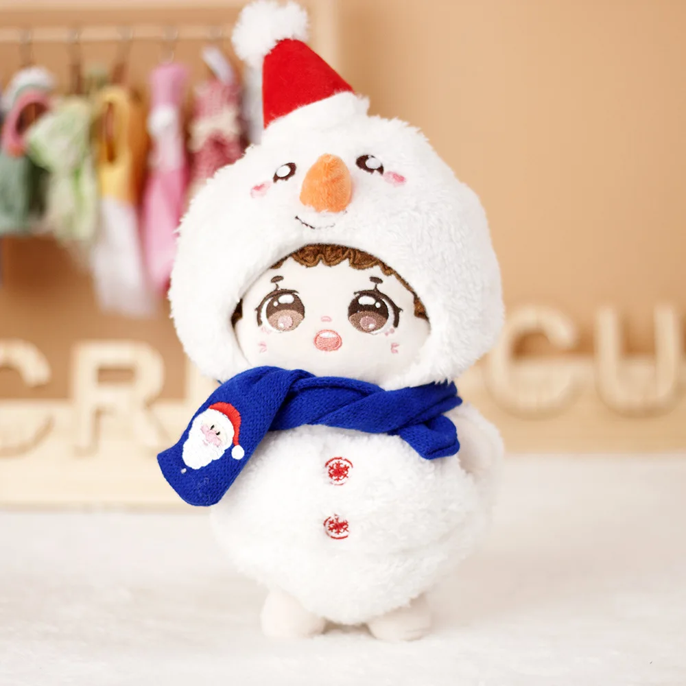 Kawaii Christmas Hat Snowman Dumplings Clothes Suit 20cm Doll Clothes Star Idol Plush Doll Dress Up For Korea Kpop EXO Gifts