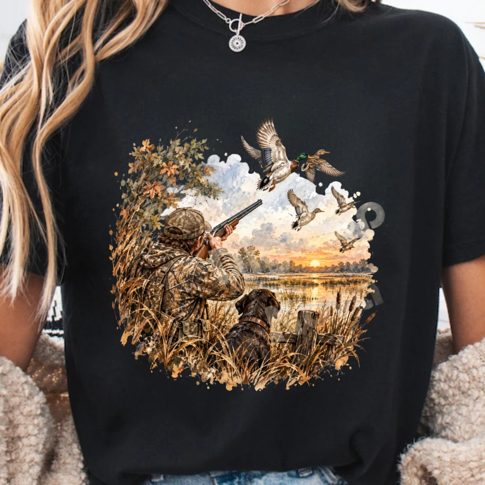 Duck Hunting Tshirt Waterfowl Hunting Graphic T Shirts Duck Hunter Shirt Marsh Hunt Wildlife O-neck Men Tee Wildlife Camping Top