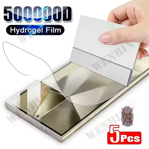 5 Pcs Hydrogel Film For Samsung S25 S24 S23 S22 S21 Ultra Plus S24 FE A56 A55 A36 A35 A26 A15 A16 5G Screen Protector