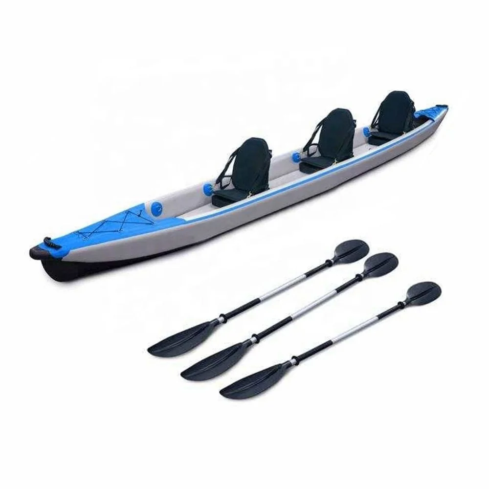 

GeeTone High Quality Re-usable Kayak Set Drop Stitch Paddle Rowing Boats 3 Person Inflatable Kayaks Rowing Canoe