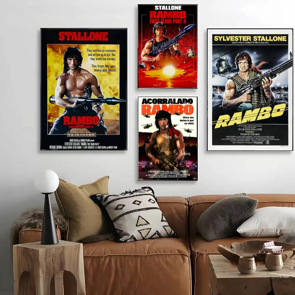 Movie First Blood Rambo Poster HD Art Decorative Wall Art Waterproof Home Décor for Living Room Bedroom Café Stylish Gift