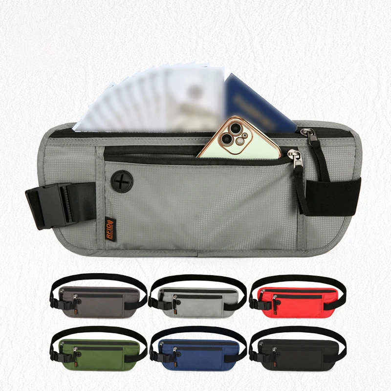 RFID Blocking Belt Bag Portable Travel Phone Belt Waist Bag Fanny Pack Hidden Wallet Signal RFID Blocker Passport Holder Bag