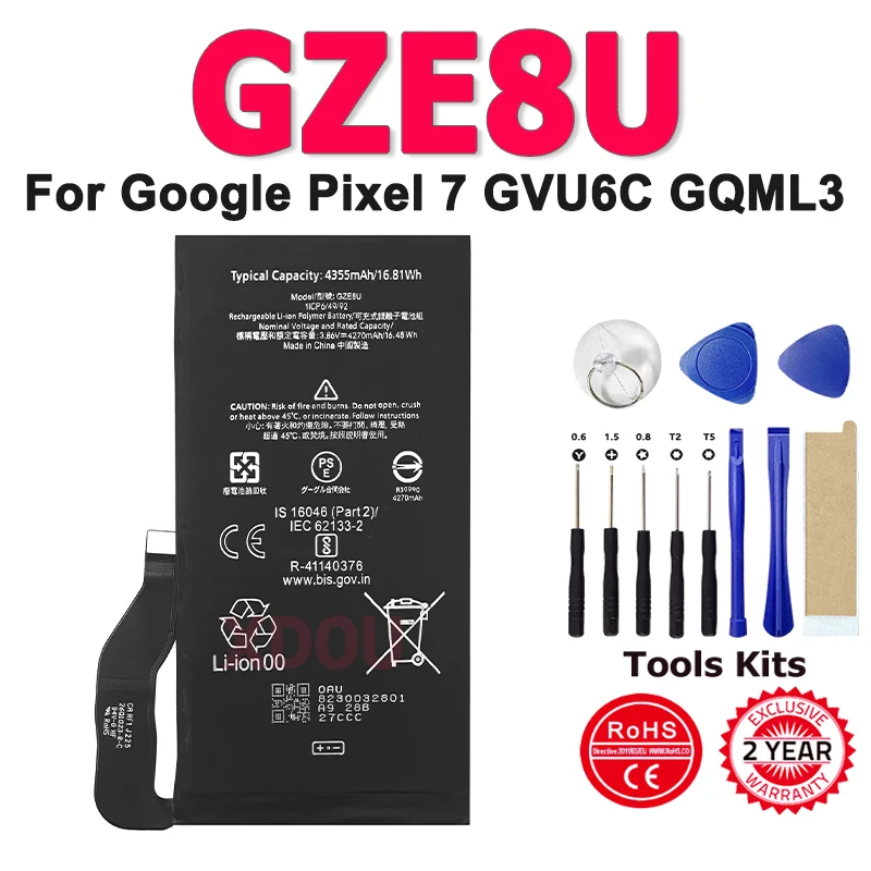 

Brand-New Battery GZE8U 4270mAh Battery For Google Pixel 7 GVU6C GQML3 Mobile Phone Batteries GZE8U+Tools