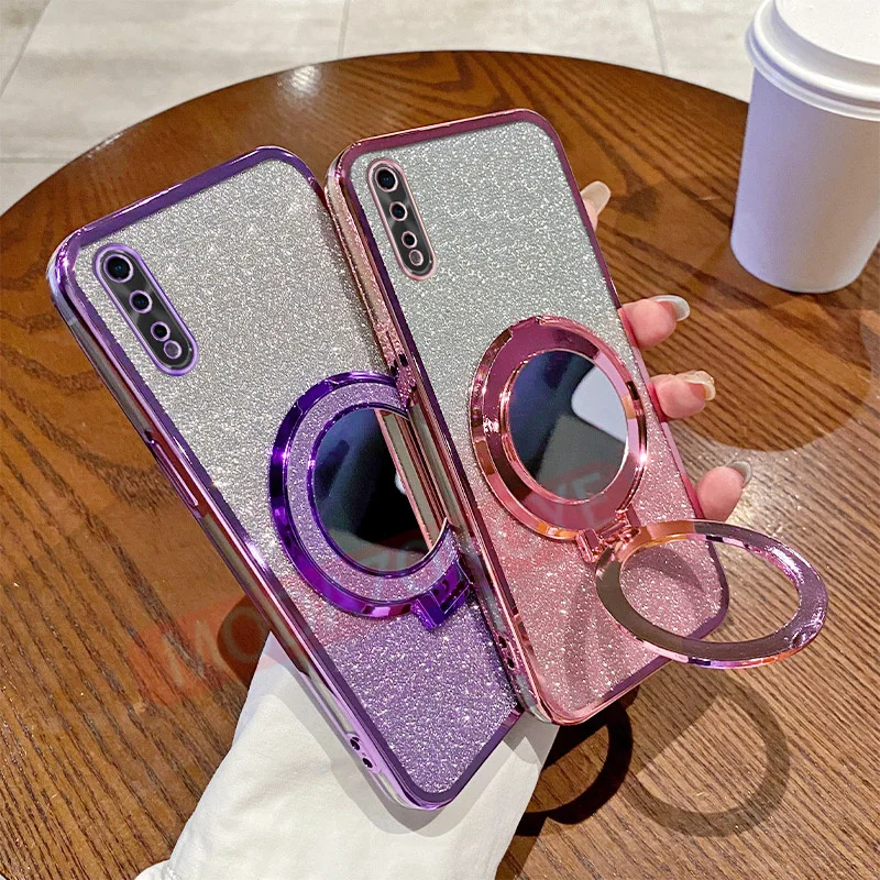 ДЛЯ VIVO S1 1907 чехол мягкий силиконовый гальванический TPU мягкий чехол VIVO S1 1907 v1918 чехол для телефона с магнитным кронштейном и зеркалом