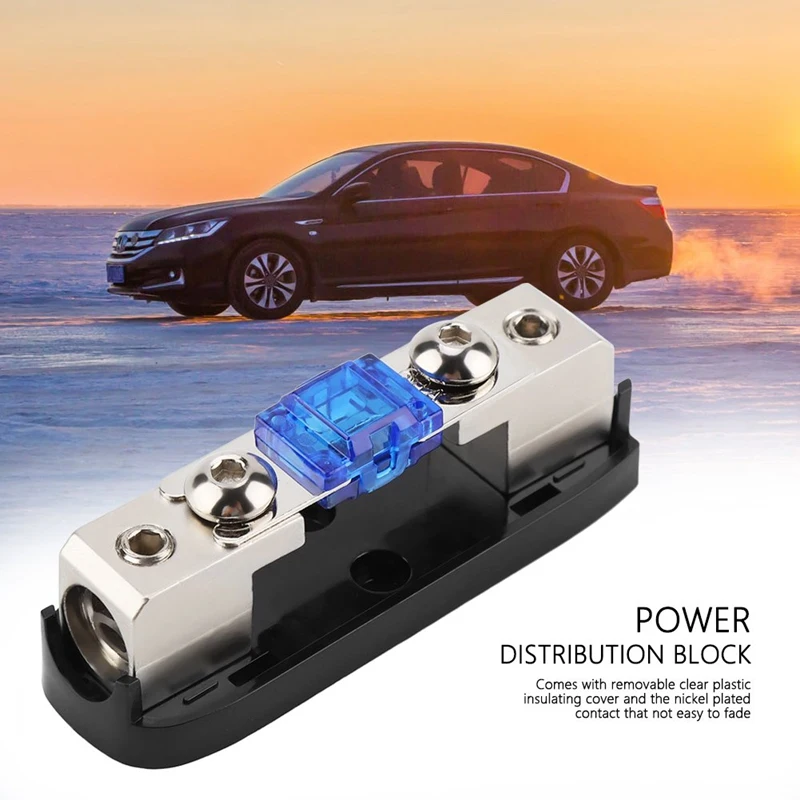 Car Stereo Fuse Holder, Power Distribution Block 4Ga In 4Ga Out With 12Pcs Battery Terminal Anti Corrosion Washers