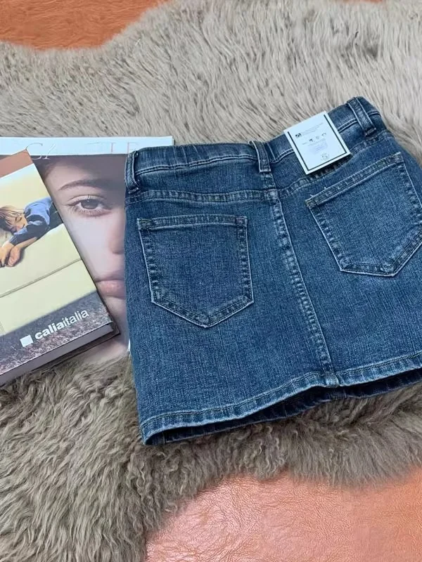 

Расклешенная джинсовая юбка в стиле ретро, женская летняя 2022, новинка маленького размера, утягивающие сексуальные универсальные облегающие юбки трапециевидной формы