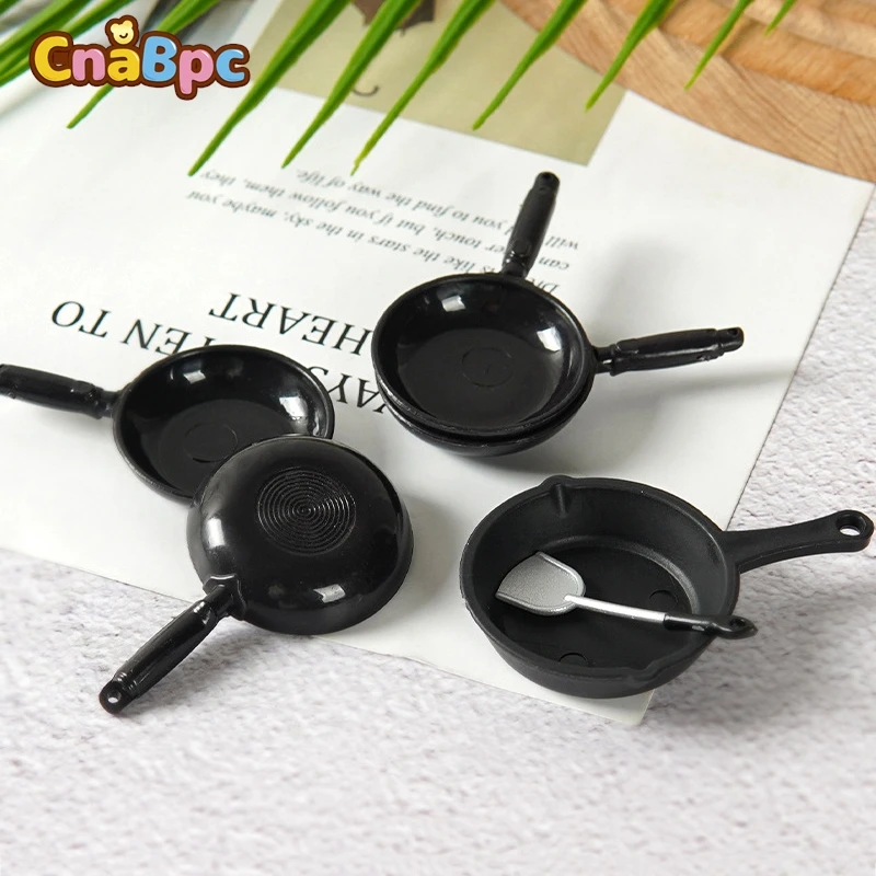 1Set 1/12 Dollhouse Simulation Fry Pan Saucepan Model Dollhouse Miniature Kitchen Cookware Model For Kids Pretend Play Toy