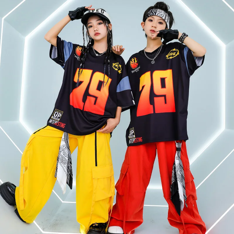 Ropa informal estilo Hip Hop para niños y niñas, sudadera K-pop, pantalones Cargo, conjuntos de ropa de baile callejero para niños, disfraces de moda de Jazz