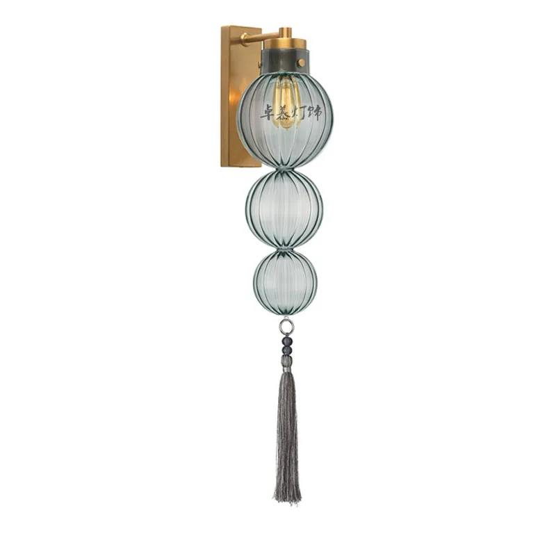 

Nordic Denmark copper New Chinese Creative Gourd Baby Most Lighting Model Room Living Room Dining Room Mirror Front Wall Lamp