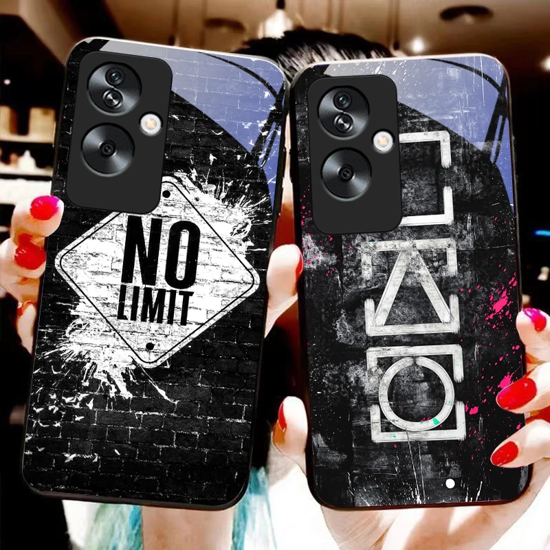 abstract painting For Oppo A79 5G 58 78 74 60 4G Reno 11F Realme GT 6 11 Note 50 10 C55 X2 Tempered glass black phone case