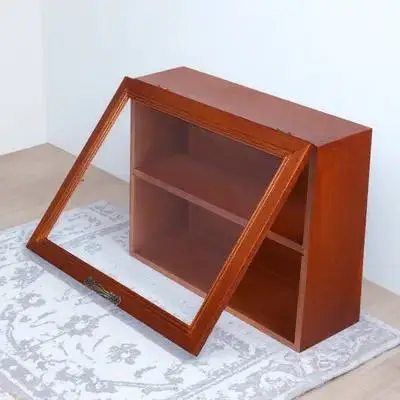 

Vintage Wooden Display Cabinet Desktop Small Organizer Stand For Collection Storage Rack With Lid Handcrafted Wood Showcase