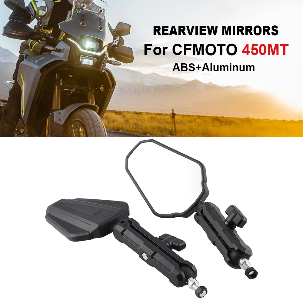 

2Pcs 10MM Universal Motorcycle Rearview Mirror Folding Handlebar Side Mirror Compatible with Adventure Dirt Street Bike ATV