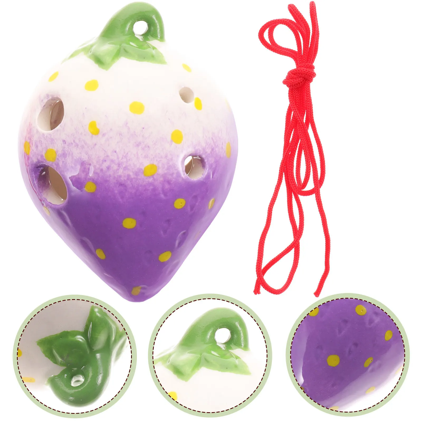 Strawberry Ceramic Ocarina 6 Hole Beginner Wind Instrument Handcrafted Practice Flute for Kids