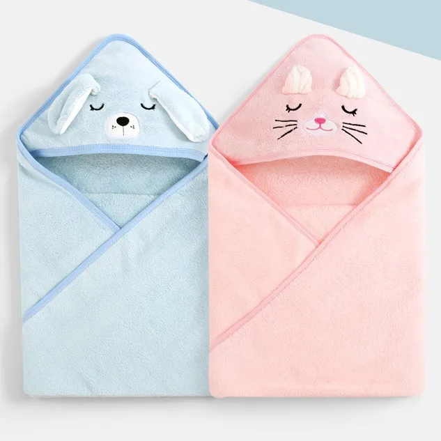 PANGDUBE Toalla de baño para bebé con diseño de animales de dibujos animados, con capucha, de terciopelo coral, suave, de rápida absorción, albornoz para recién nacidos, regalo para niños