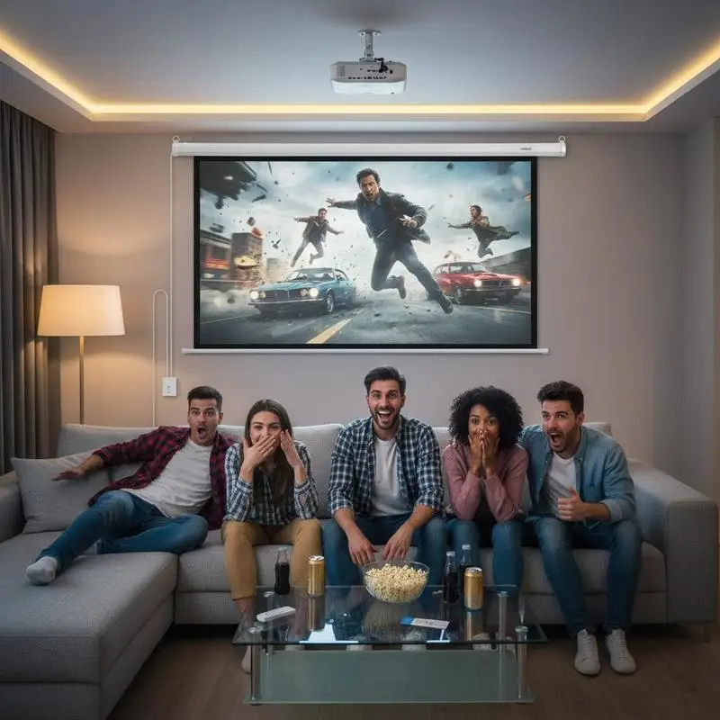 Motorisierte Projektionsleinwand 1829 mm 4:3 1080 HD, PVC-Wandleinwand mit Fernbedienung, großer Betrachtungswinkel, für Heimkino, Büro, Klassenzimmer