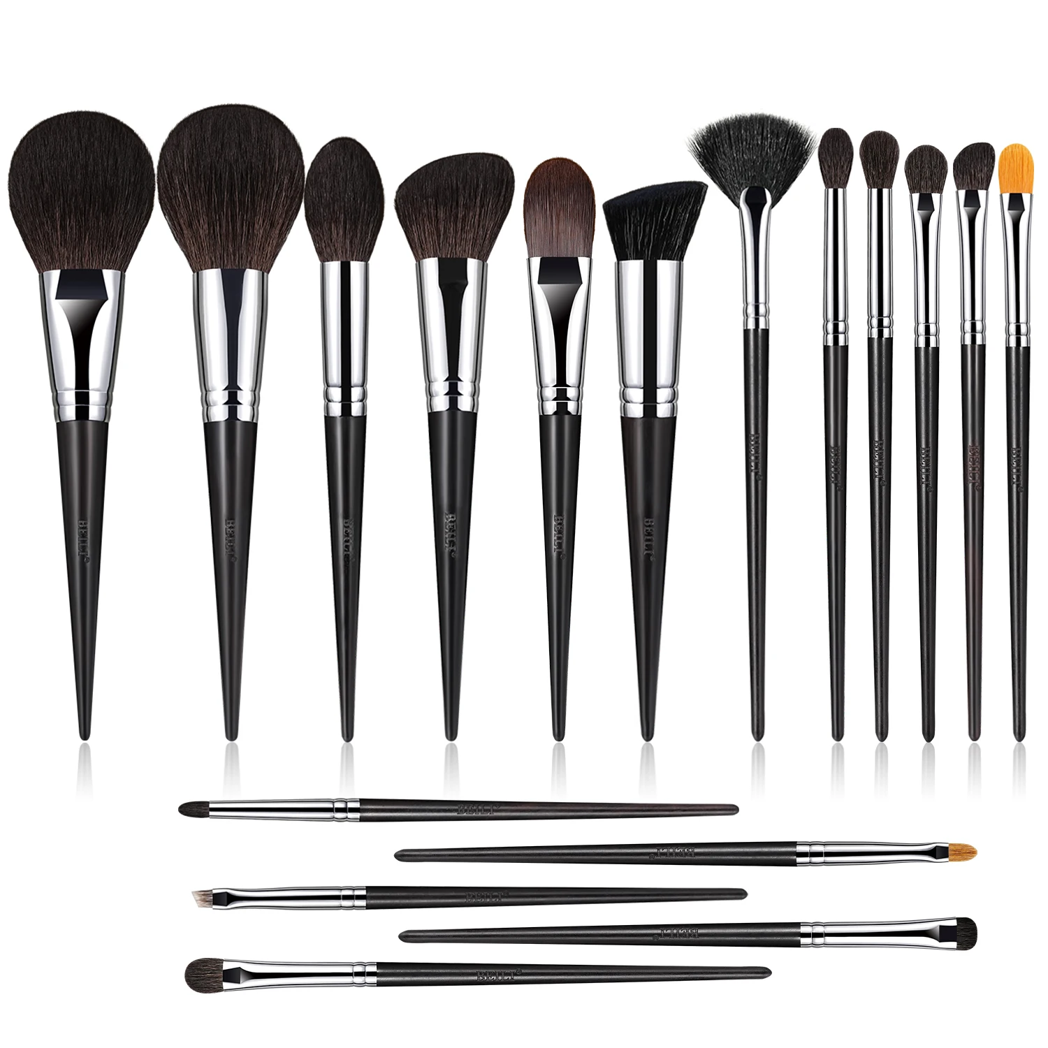2025 New Arrival Makeup Brushes Set Soft Natural Hair Ebony Handle Foundation Brush Professional Makeup Brushes with Bags