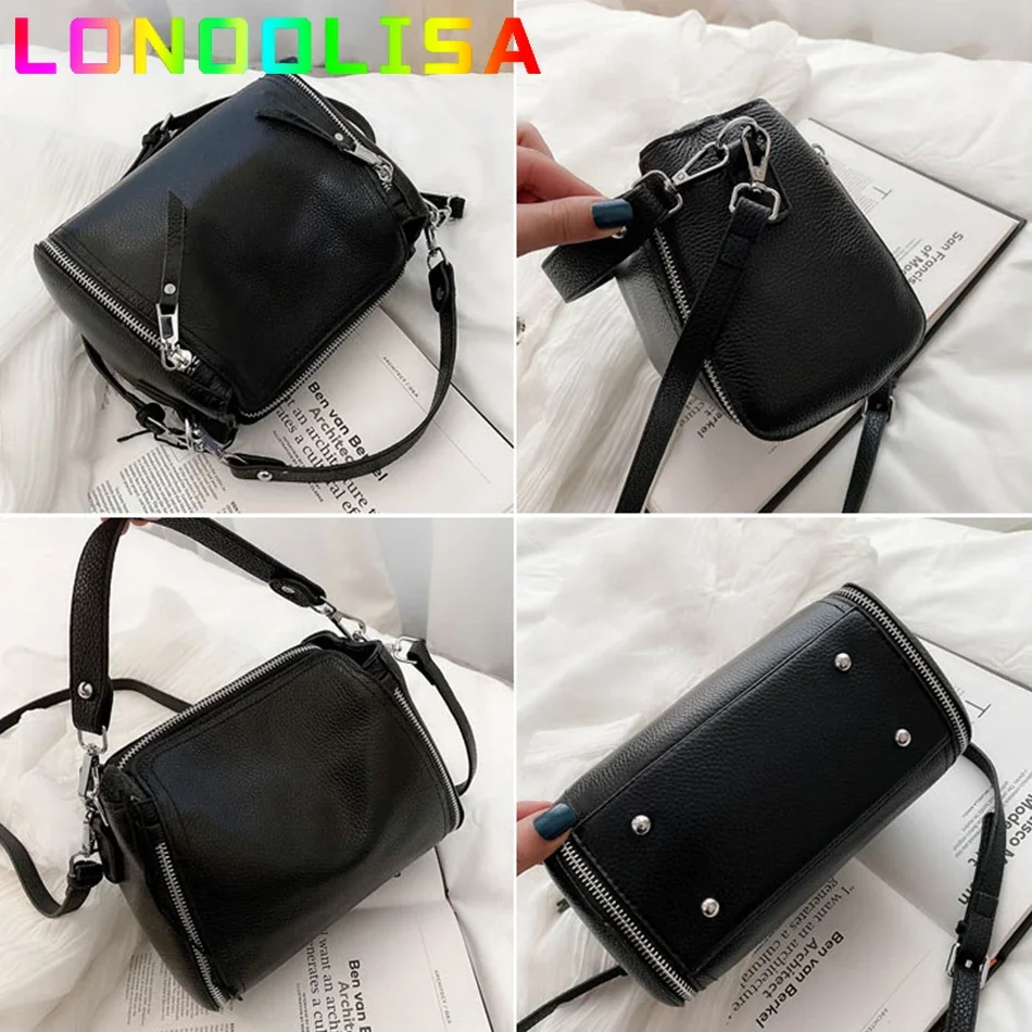 New Genuine Leather Handbag 2024 Designers Women Messenger Bags Females Bucket Bag Leather Crossbody Shoulder Bag Handbag Bolsa