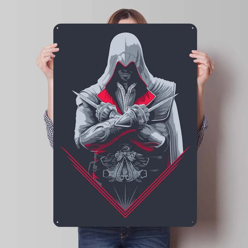 A-Assassin's Creeds Metal Sign Customizable Game Posters Vintage Decor Retro Tinplate Sign for Gamer Room Decoration Coffee Bar