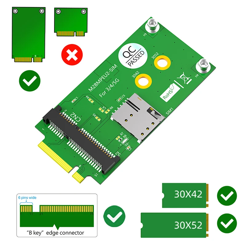 ミニPCi Expressアダプター,SIMスロット付き,ngffキー,ミニカード用インターフェース,フルサイズ,3g,4g,5gモジュール,新品