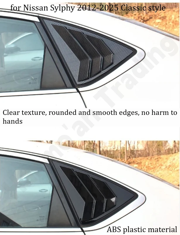 for Nissan Sylphy 2012-2026 Window rear triangle sticker/louver decorative frame/exterior decorative accessories/auto parts