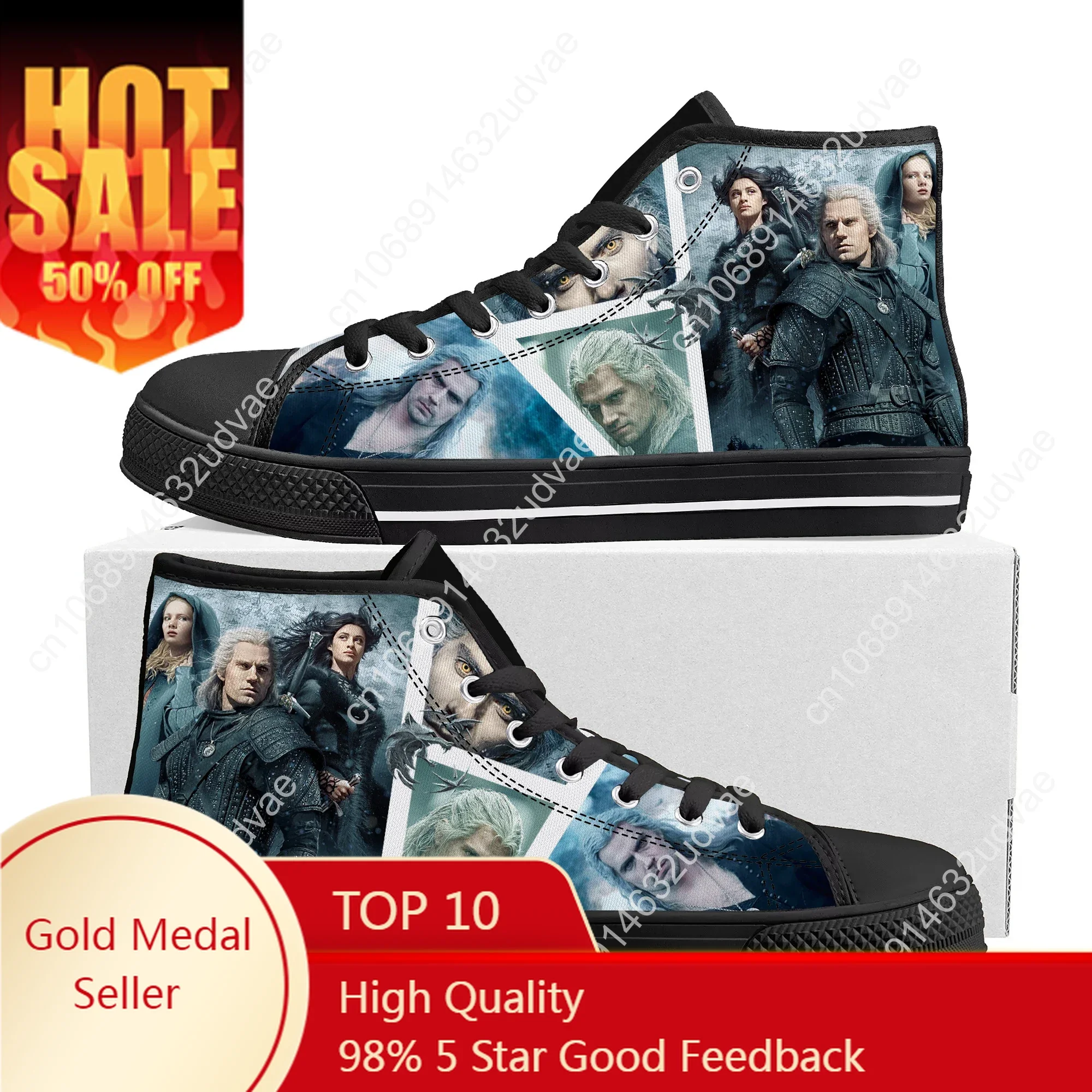 

Witcher High Top Sneakers The Movie Mens Womens Teenager High Quality Shoes Canvas Sneaker Casual Couple Shoes Custom Made shoe