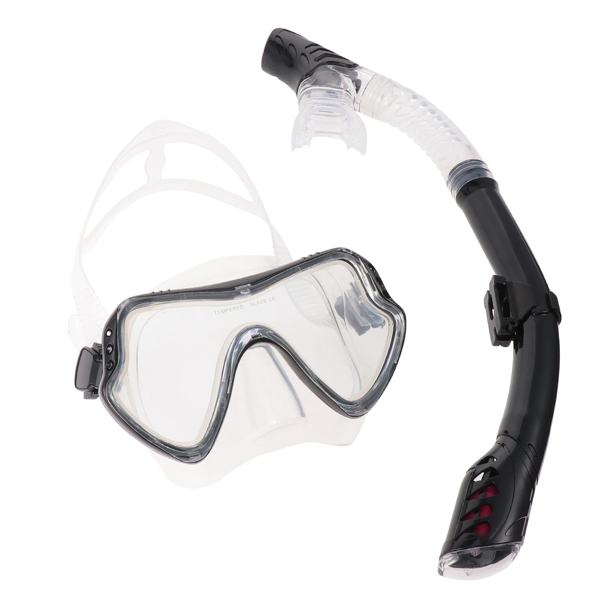 

Silicone Snorkeling Mask Set Full Face Snorkel Mask With One-Way Drain Valve Quick Drainage Anti-Choke Sturdy Buckle