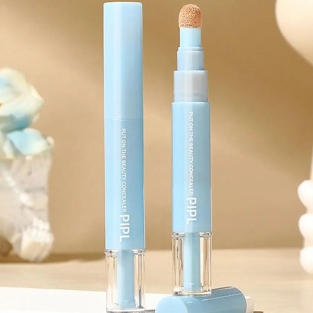 Pluma correctora de cabeza de felpa suave, 3 colores, detalle que cubre ojeras, incluso el tono de la piel, brillo, Control de aceite, base, sujeción facial