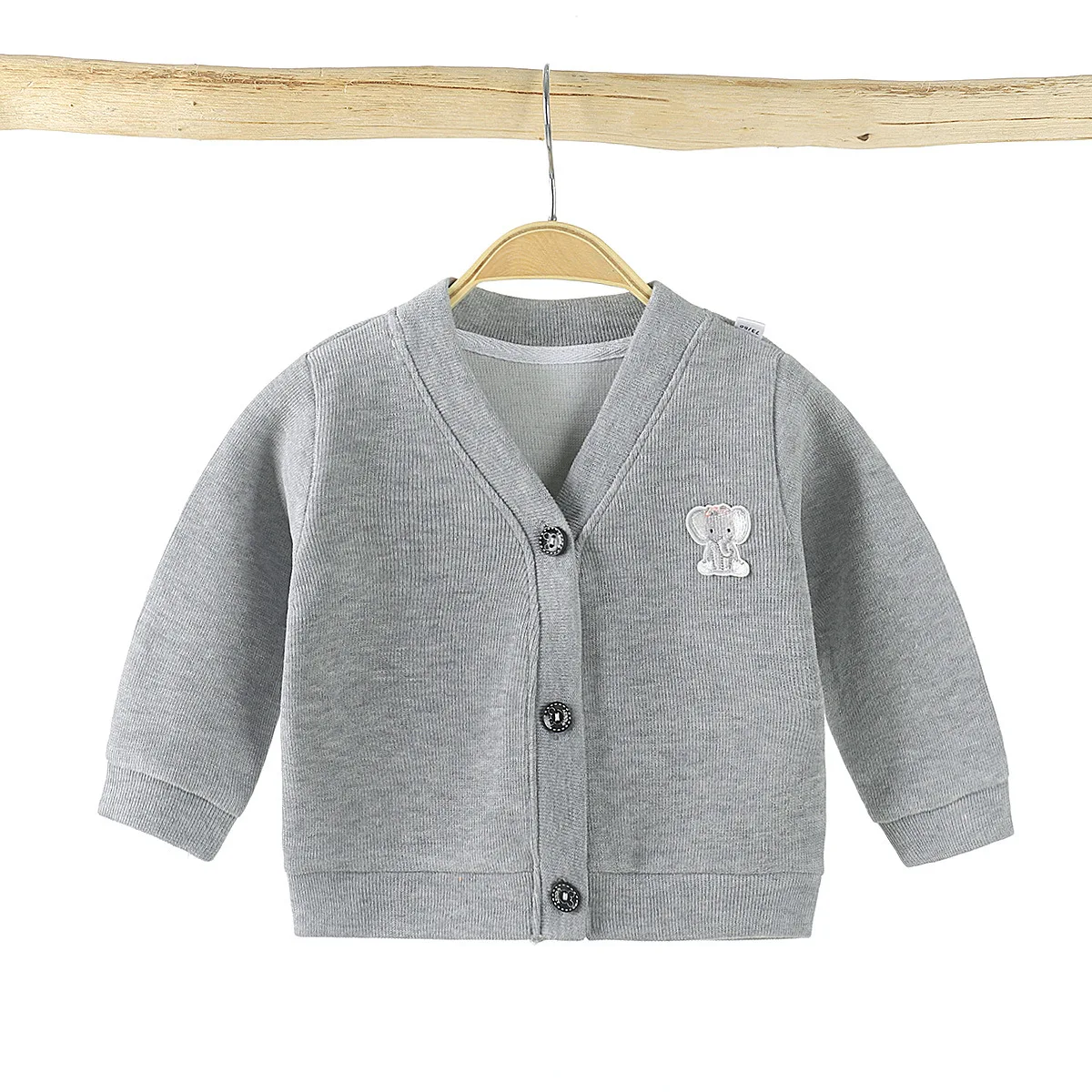 Baby Boy Girl Fleece Spring Fall Soft Cotton Knitted Sweater V-Neck Cardigan Jacket Coat Outwear Children Long Sleeves Kids Tops