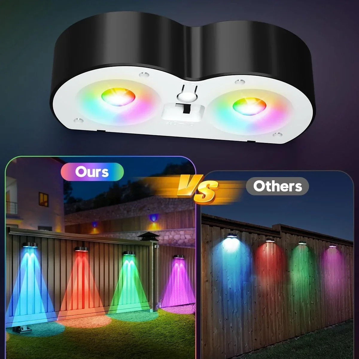 

Solar Powered LED Garden Lights for Outdoor Yard Patio Pool Deck Decoration Waterproof 8 Colors RGB Solar Fence Lights Sunlight