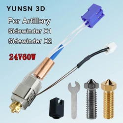 For Artillery Sidewinder X1/X2 Genius Hotend Silicone Sock Thermistor Heating Tube Heat Block Throat Volcano Nozzle Extruder