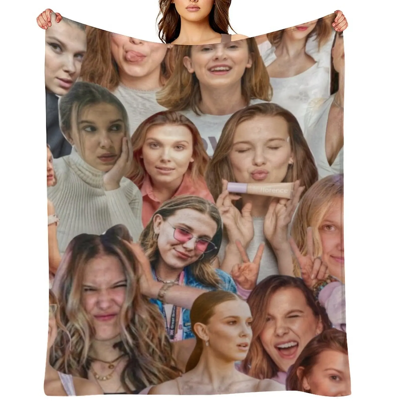 

Millie Bobby Brown Edit Collage by Stasii Throw Blanket Sofas valentine gift ideas Soft Plush Plaid Blankets