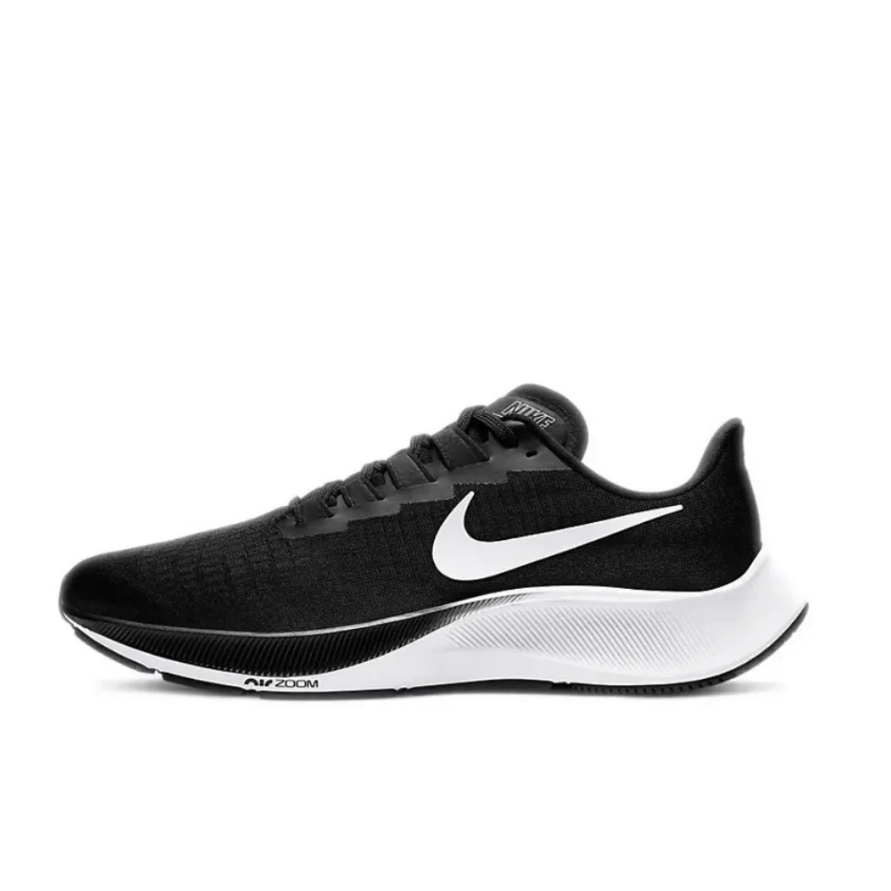 Nike Air Zoom Pegasus 37 Men's and Women's Low Top Running Shoes Lightweight and Breathable Sneakers Black and White Colorway