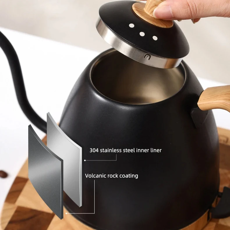 

Multifunctional 800ml Hand Brew Coffee Pot Auto Power Off Wood Grain Teapot 1000W Gooseneck Electric Kettle Kitchen gadgets