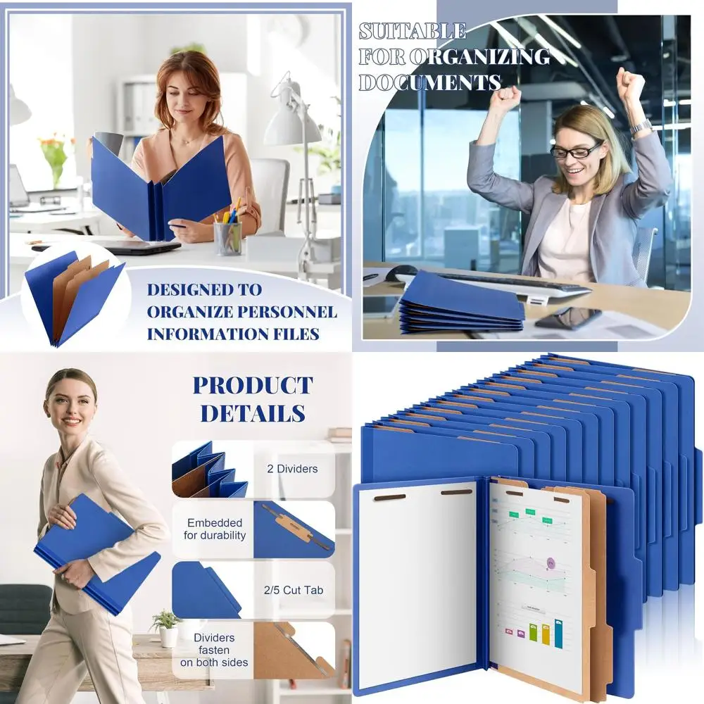 Pastas de arquivo pressboard resistentes com expansão de 3,5 polegadas, prendedor de 2 pinos, azul escuro para professores e profissionais médicos