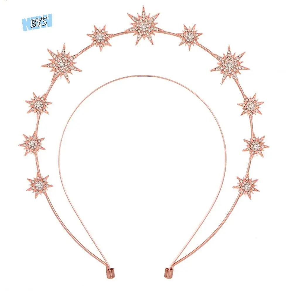 

Двухслойная повязка на голову со стразами и звездами в стиле барокко, обруч для волос с кристаллами и звездами, циркон, повязка на голову в корейском стиле, тиара, головной убор