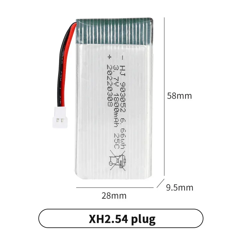 903052 3.7V 1800mAh Lipo Polymer  Battery 25C Xh2.54 Plug for Sima X5SW X5SC X5C H5P RC Quadcopter Parts Accessories