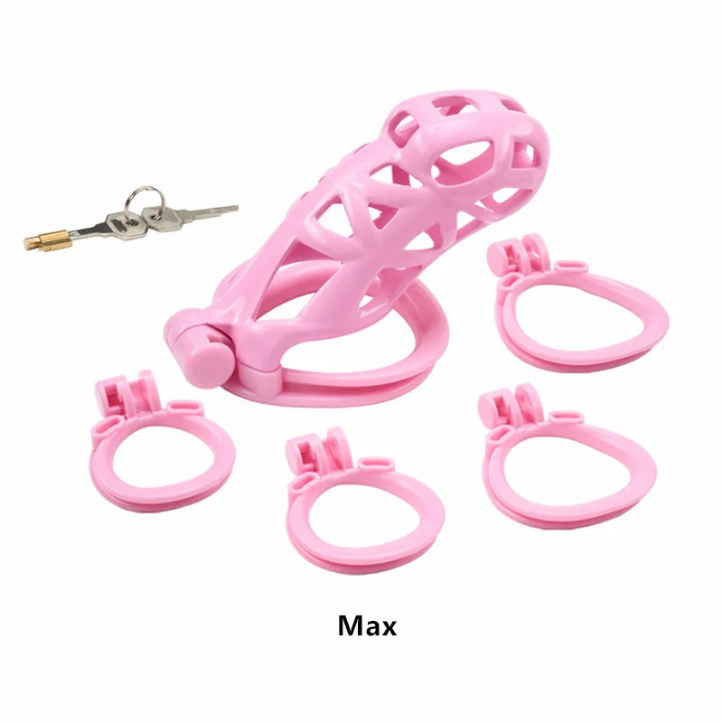 Beiaisi High Quality Pink Cobra Chastity Cage Strong And Light Cock Cage With 4 Arc Rings Chastity Belt Penis Lock Adult Toys