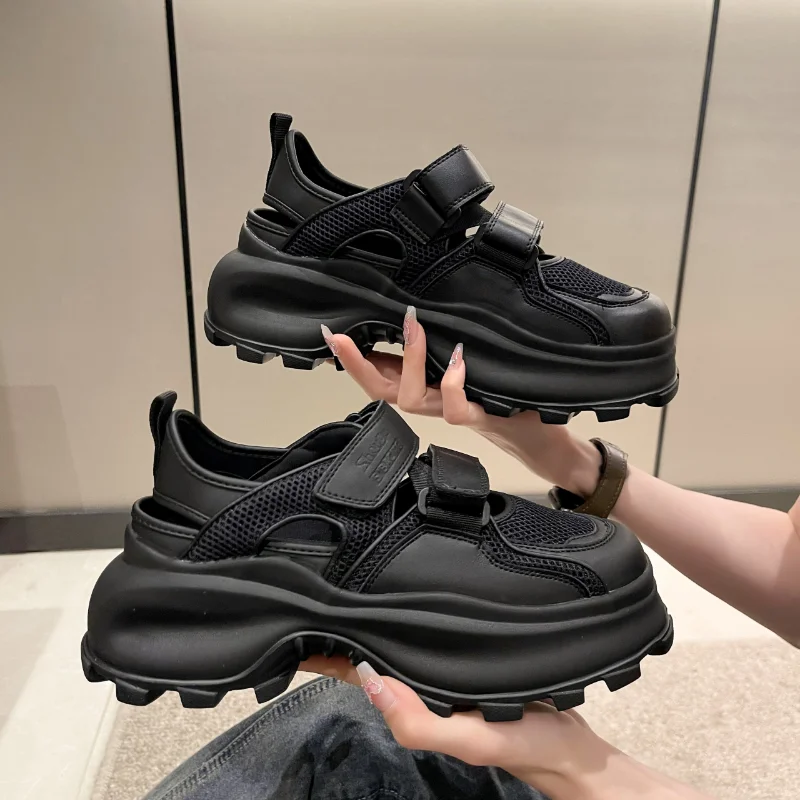 

Сандалии женские спортивные на танкетке, сетчатые Босоножки на платформе с закрытым носком, Повседневная Уличная обувь, лето 2023