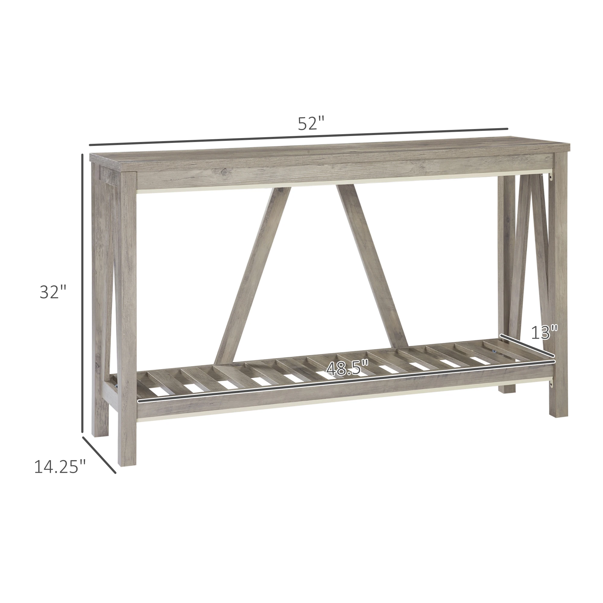 Homcom Farmhouse Console Table with Storage Shelf Anti-Tipper for Entryway