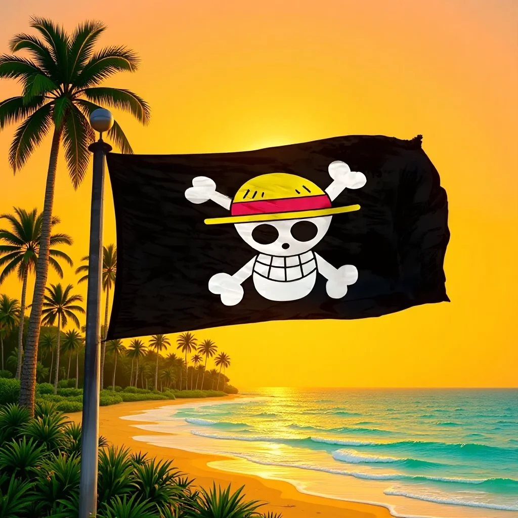 Bandera de calavera pirata de una pieza de dibujos animados, decoración de pared del dormitorio, pintura de pancarta, sombrero de paja Luffy, bandera de tripulación pirata, juguetes de regalo