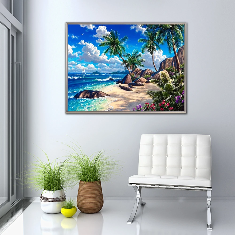

Diamond Embroidery Seaside Landscape DIY Pattern for Adults Beginners Diamond Painting Craft Kit Mosaic Decor for Home