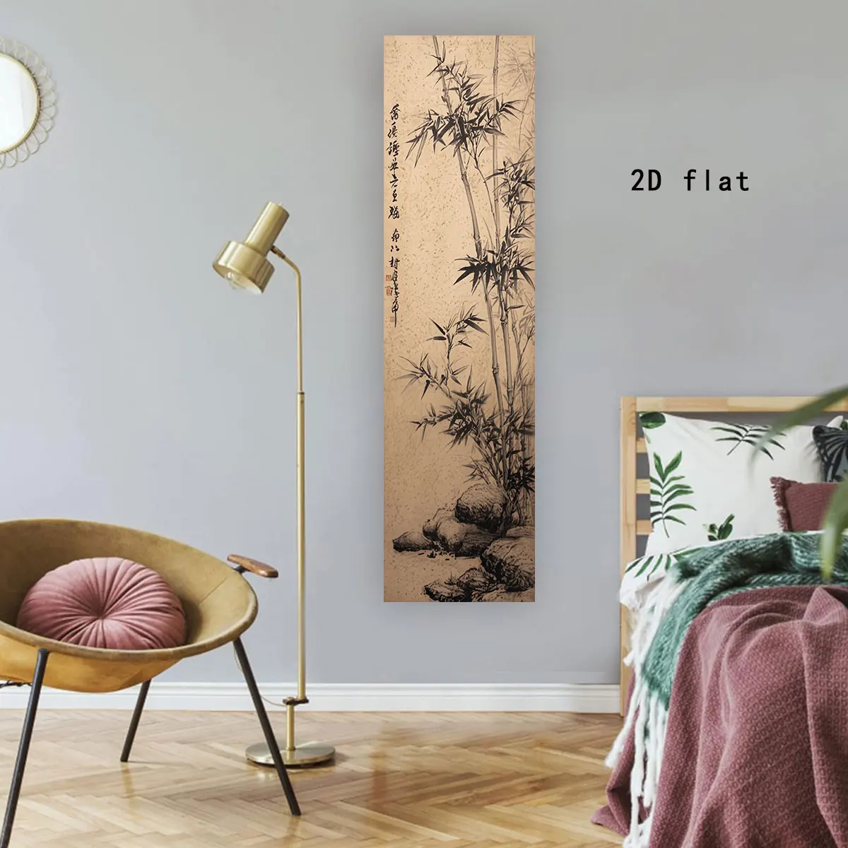 Chinesische Tuschmalerei-Wandteppiche zur Heimdekoration, Lotus-Wandteppich im chinesischen Stil, Wandbehang, Tuschmalerei-Bambuskunst-Wandteppich, Hintergrundstoff – Detail 6