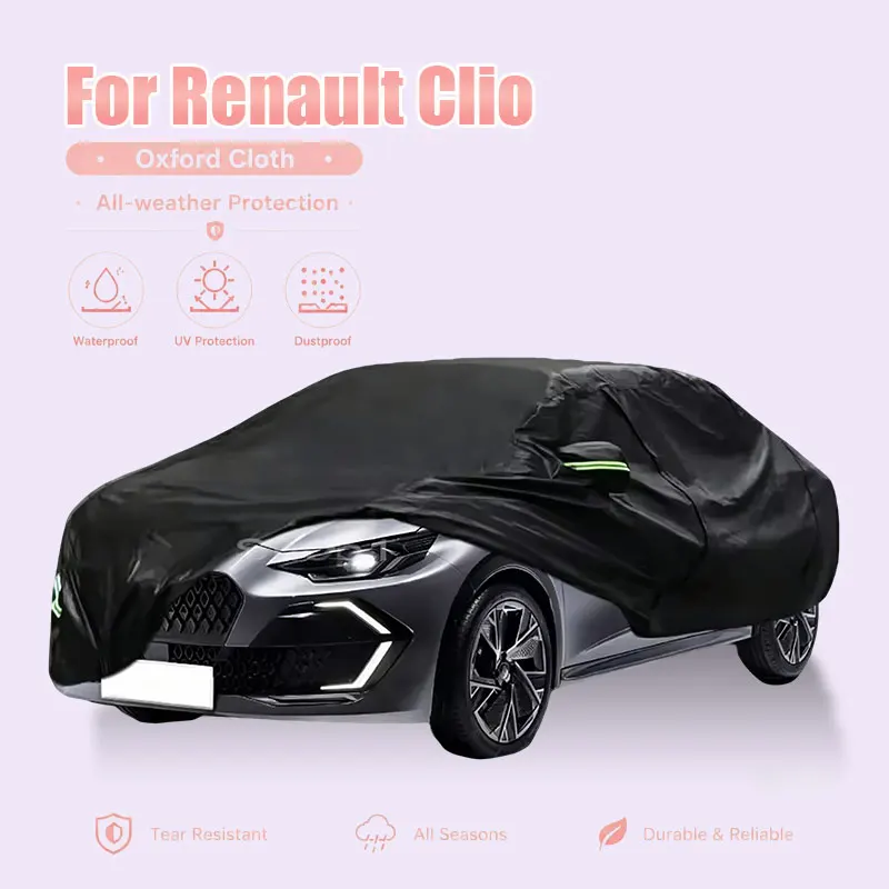 

For Renault Clio Full Car Cover Side Zipper Waterproof Dustproof Sun Protection Outdoor Exterior Accessories