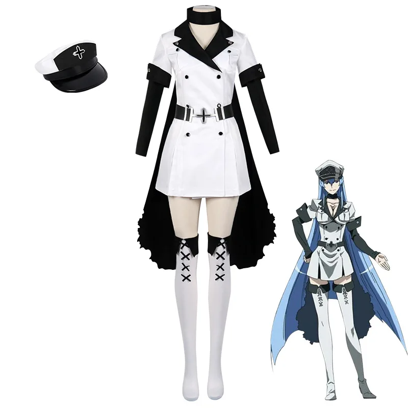 

General Esdese Military Uniform Suit Akame Ga Kill! Esdeath Cosplay Costume Halloween Anime Game Party Role Play Clothing Jacket