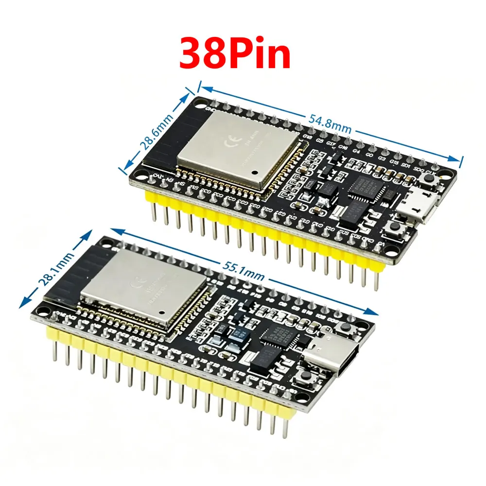 Image of ESP-32S 38-Pin ESP-WROOM-32 ESP32 WLAN Dual-Core-CPU-Entwicklungsboard 2,4 GHz Wi-Fi BT-Modul mit extrem niedrigem Stromverbrauch