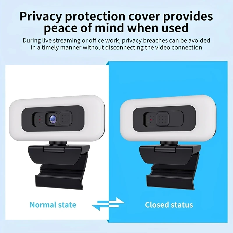 كاميرا ويب Xiaomi المحمولة عالية الدقة 2K 4K للكمبيوتر المحمول والتركيز التلقائي كاميرا ويب البث المباشر مع ميكروفون البث المباشر مع الضوء