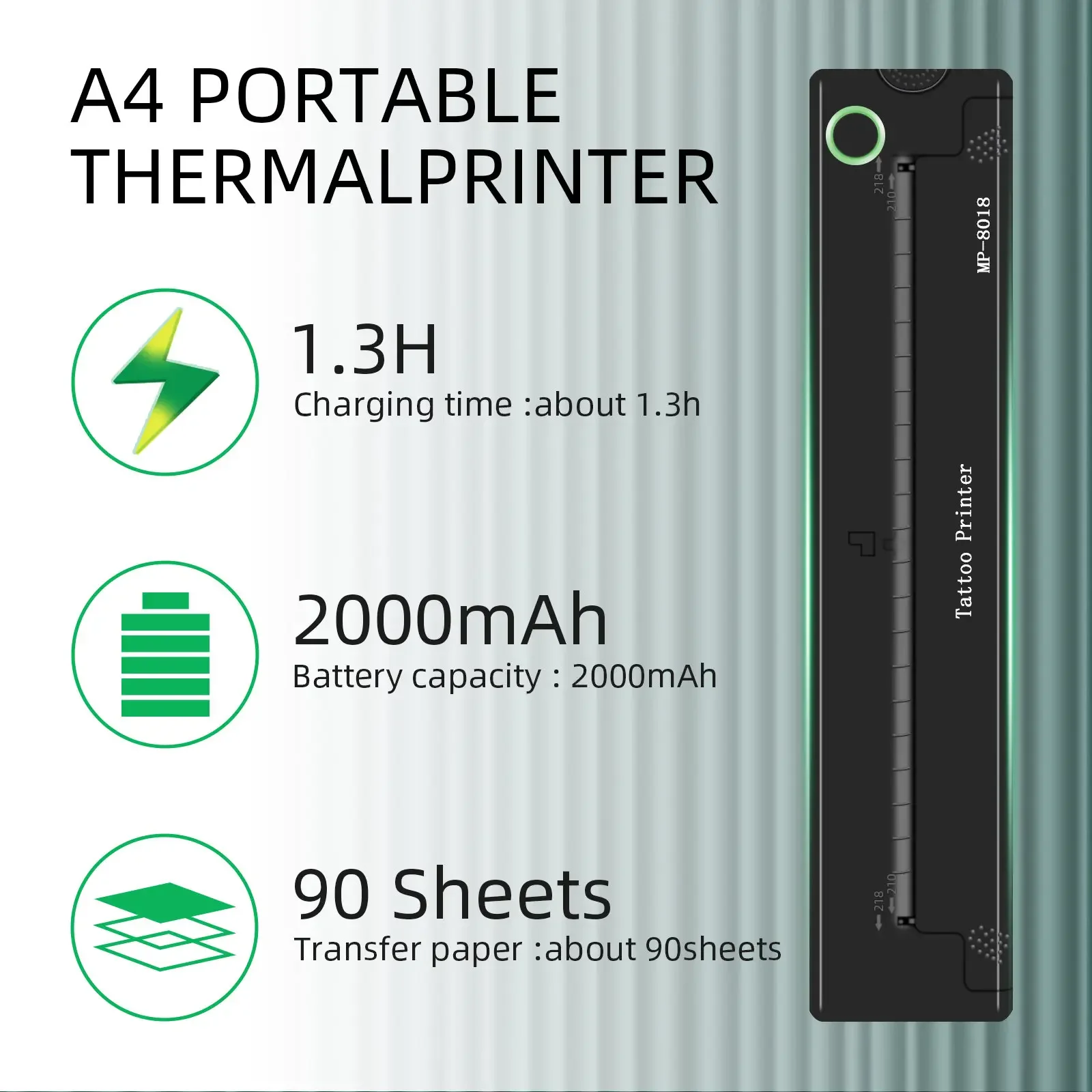 

ATOMUS Mini 2000mA Беспроводная Bluetooth USB Мобильная машина Передача Термальная машина для переноса трафаретов для татуировки для бумаги для татуировки