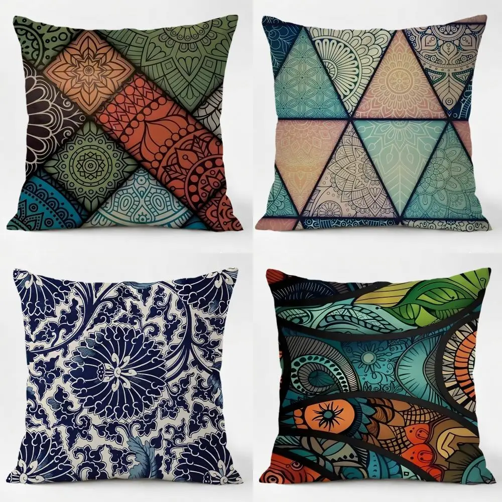 style exotic Geometric Bohemia Cushion Cover Daily Washable Linen Pillowcase Soft  for Sofa Bed Home Room Decor