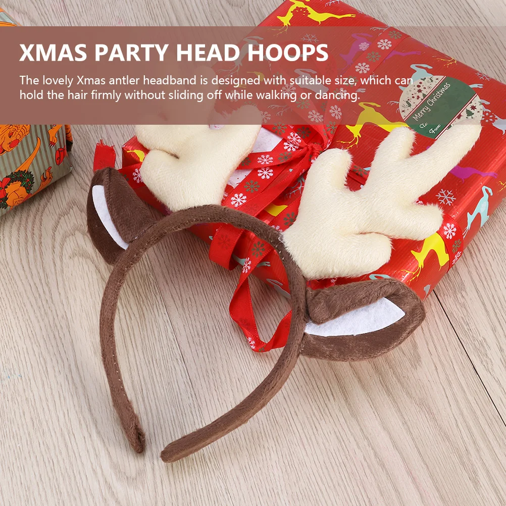 

2Pcs Festive Antler Headbands Christmas Party Headdresses Xmas Style Hairbands Holiday Outfit Additions Antler Headband